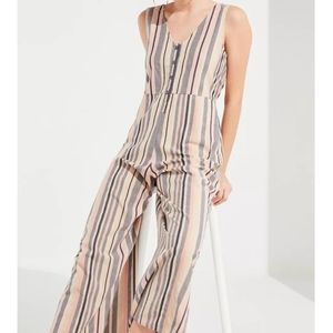 Urban Outfitters Sage Striped Button Down Jumpsuit